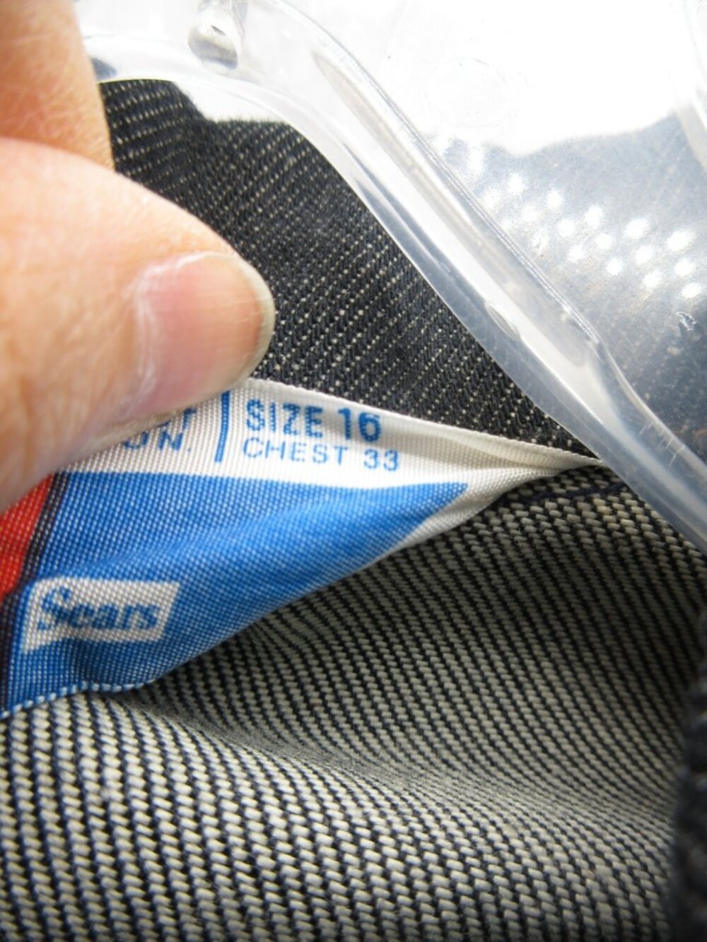 VTG Sears Toughskins Jacket Boys Youth 16 Trucker Denim Psychedelic Tie Dye - Picture 12 of 13